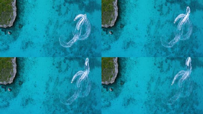 海面鸟瞰图快艇