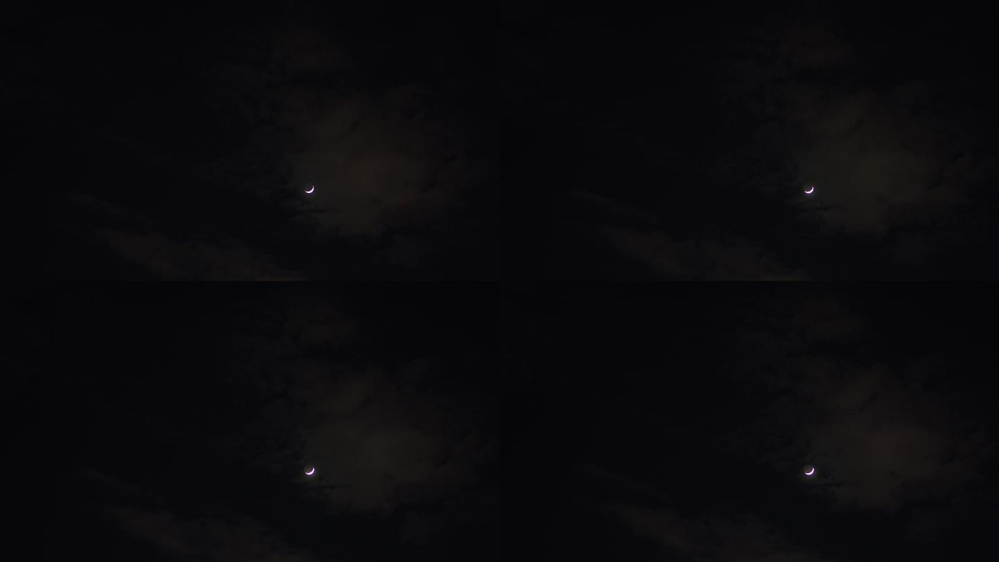 6K天上白云中的弯月06