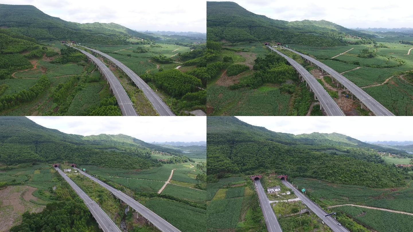 4K高速公路航拍绿色生态大山05