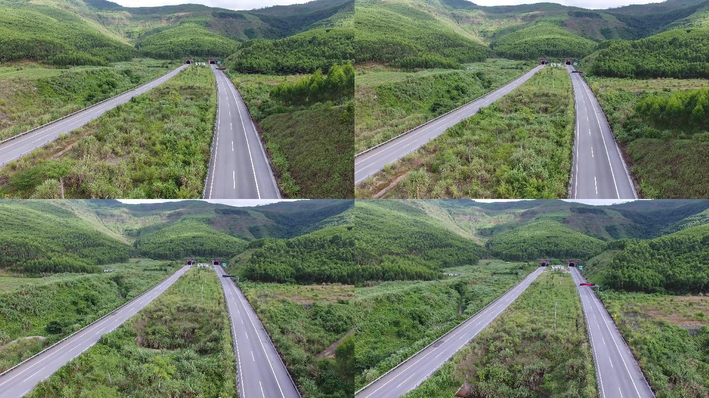 4K高速公路航拍绿色生态大山