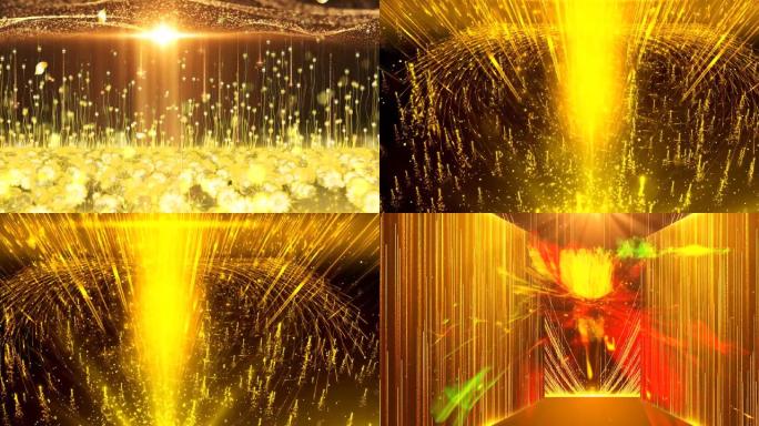 三种金色粒子上升背景视频合集