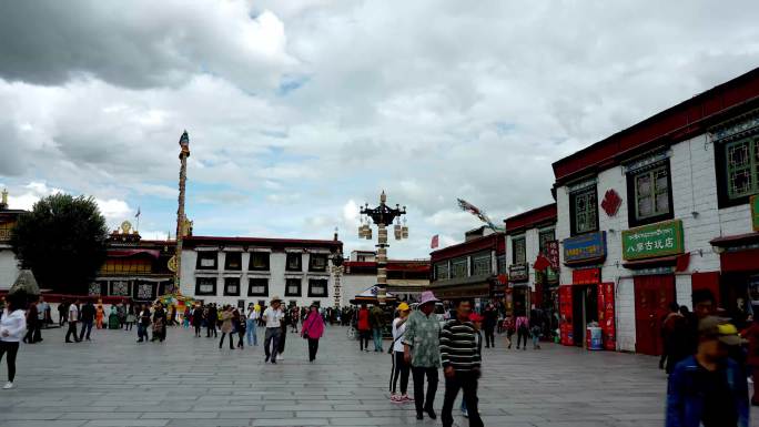 西藏拉萨大昭寺延时人群延时 游客