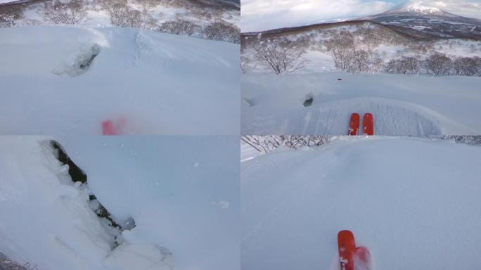 滑雪，撞上雪地速降滑雪场运动员