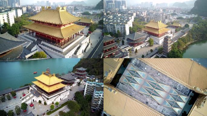 广西柳州文庙航拍拉距全景空镜头
