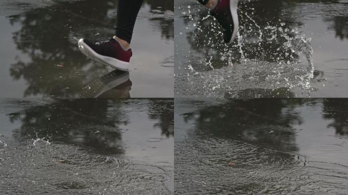 穿着防水鞋慢跑