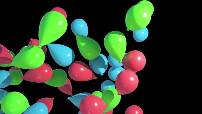 气球群飘扬过渡视频素材带通道