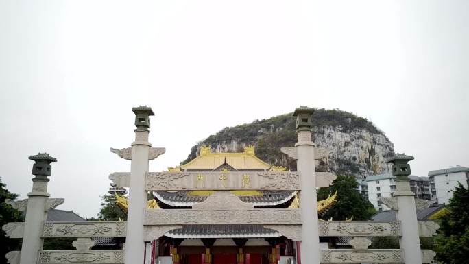 广西柳州文庙航拍门头空镜头