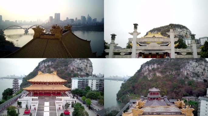 广西柳州文庙航拍门头空镜头