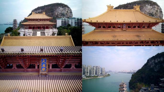 广西柳州文庙航拍内部空镜头