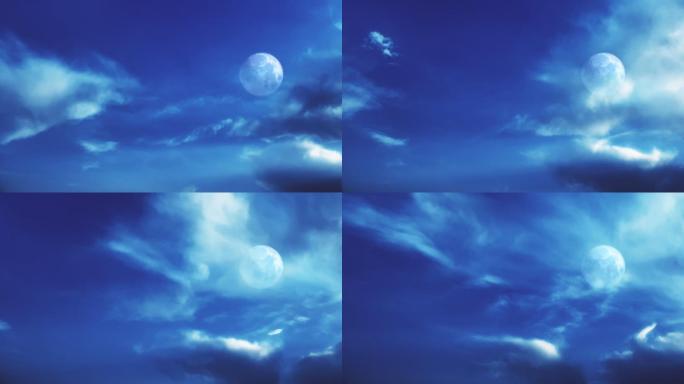 【HD天空】白色月亮唯美云层月球超级月空