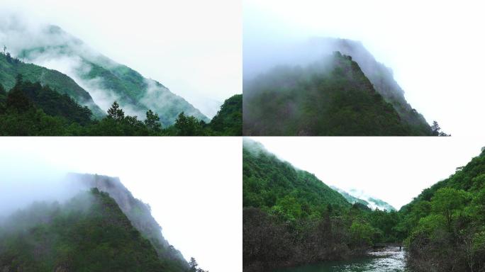 4K-山顶的雾气-绿水青山
