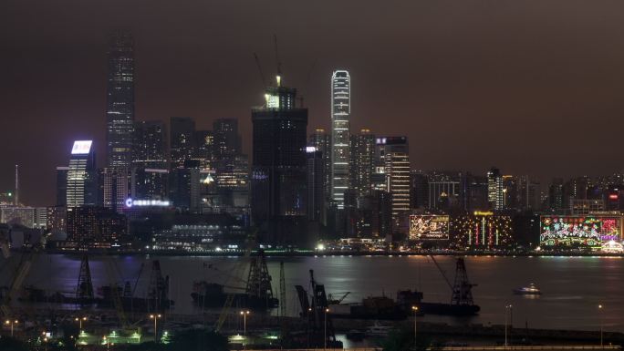 夜晚城市延时摄影港口