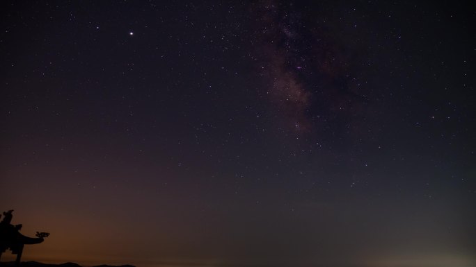 4K山顶寺庙星空银河延时