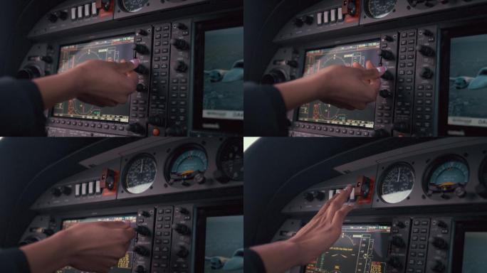 飞机控制面板上的导航屏幕。空中导航系统