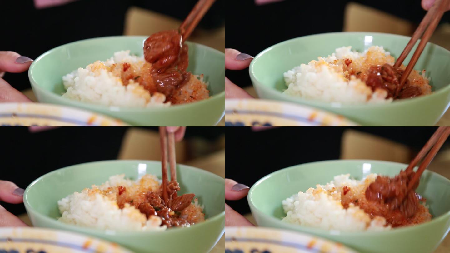实拍垃圾食品水煮肉米饭(1)