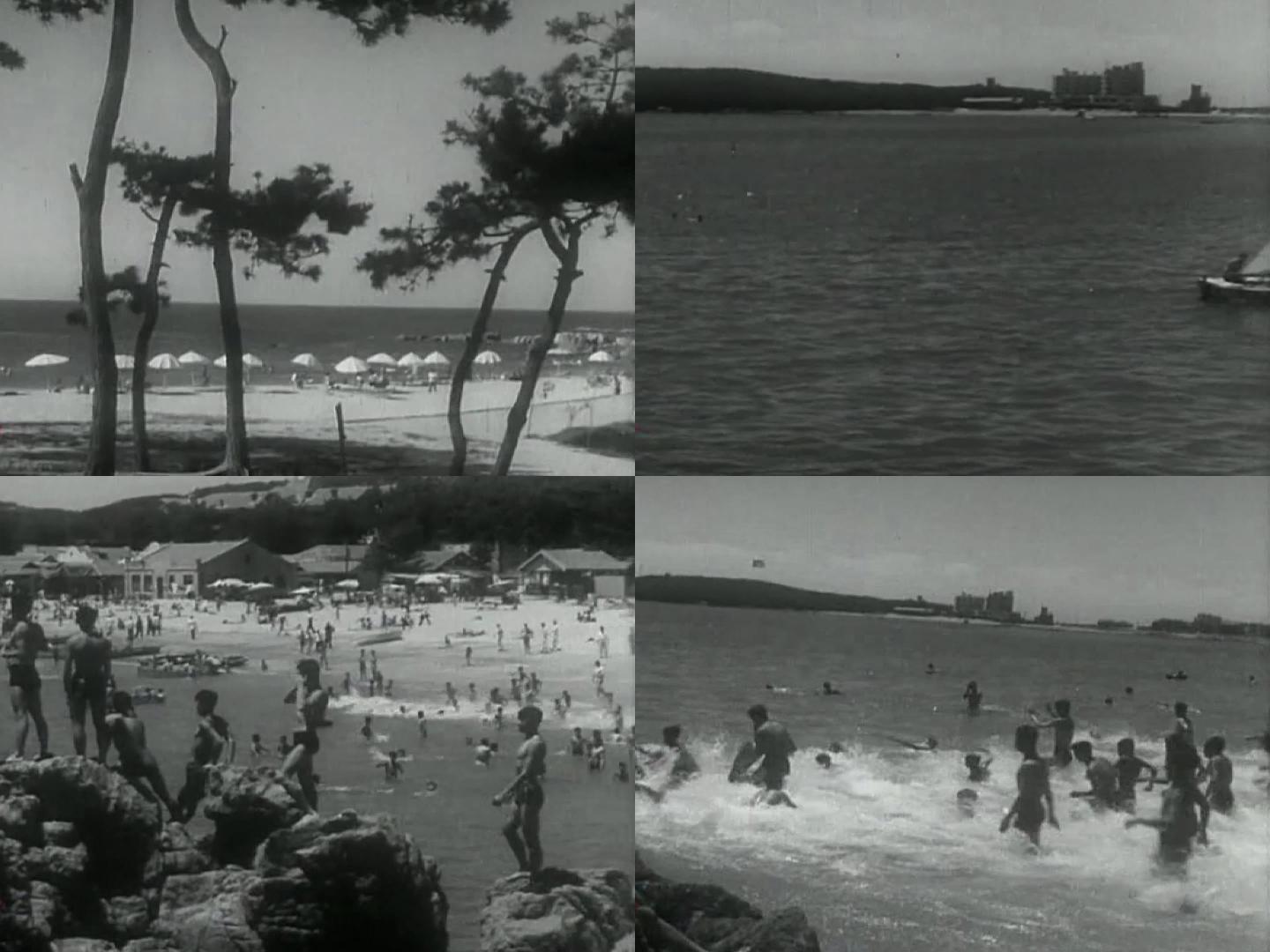 50年代海边游泳玩耍