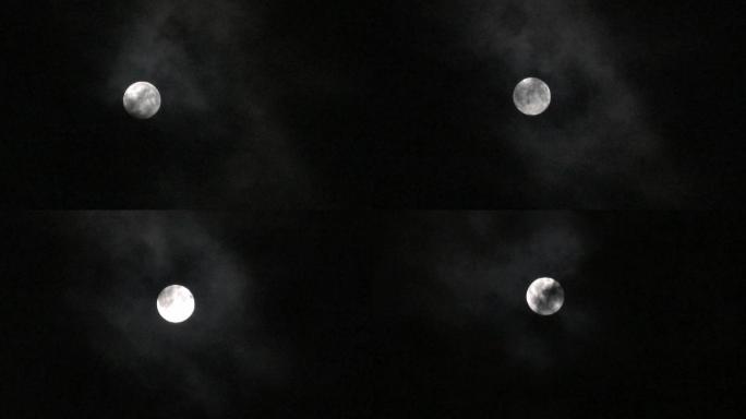 夜晚空中满月穿行乌云之间2