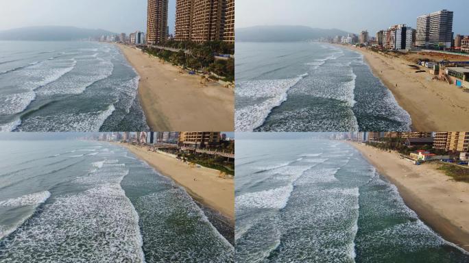 海浪拍打沙滩，巽寮湾海岸线
