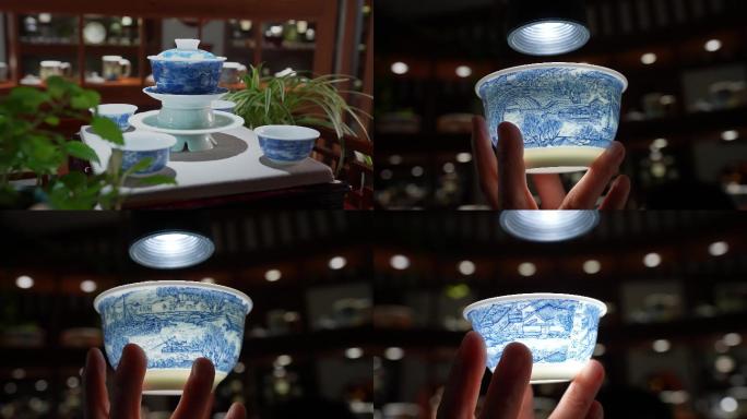 【4k】清明上河图青花瓷茶具