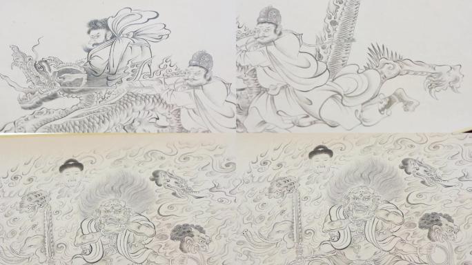 国画水墨画鬼神天王像