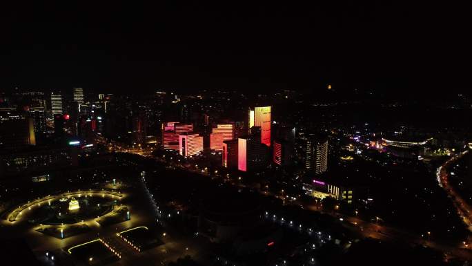 龙岩市中心夜景航拍