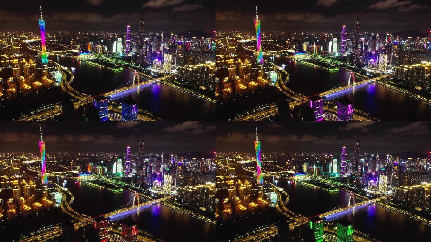 广州CBD夜景延时 航拍广州 城市夜景
