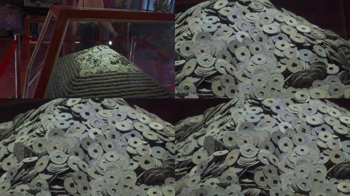 4k博物馆视频云南大理古钱币铜钱展览文物