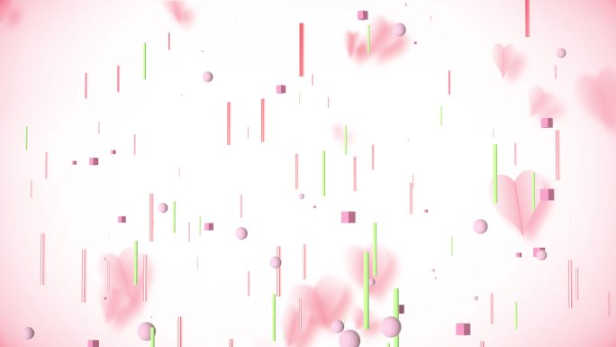 【4K时尚背景】浪漫爱心粉色几何花色粒子
