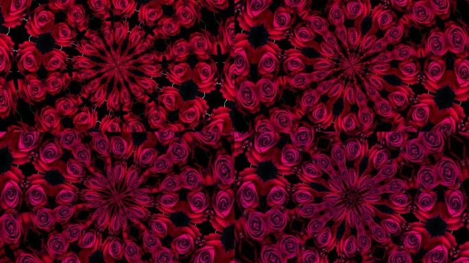 红玫瑰花对称图案背景