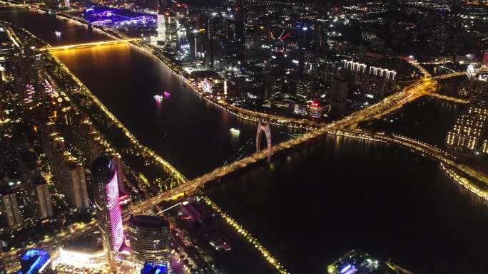 广州珠江夜景 延时摄影 猎德大桥 广州