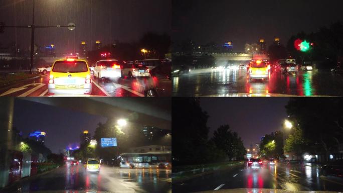 大雨天上海道路