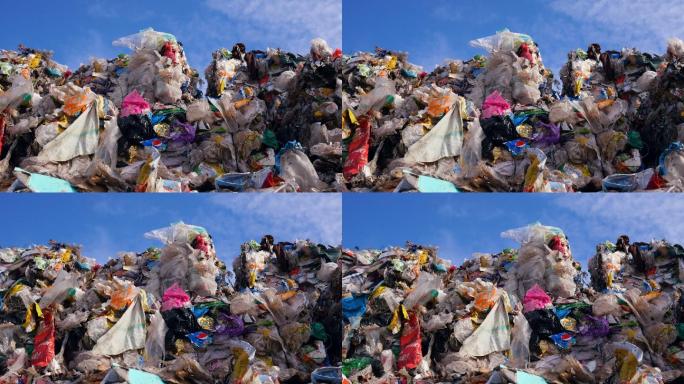 垃圾堆在垃圾场。环保有害物质废旧物品