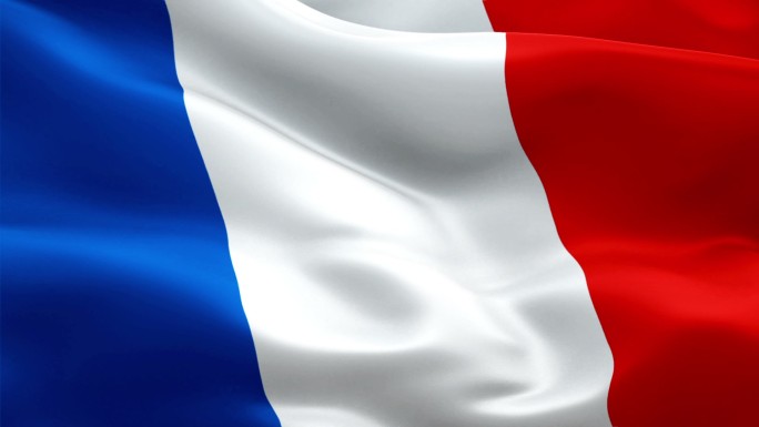 法国国旗在风中飘扬的全高清视频画面。