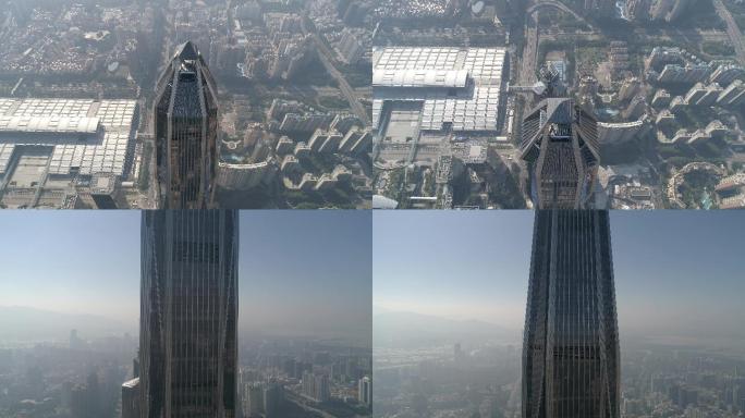 垂直航拍俯视平安国际金融中心