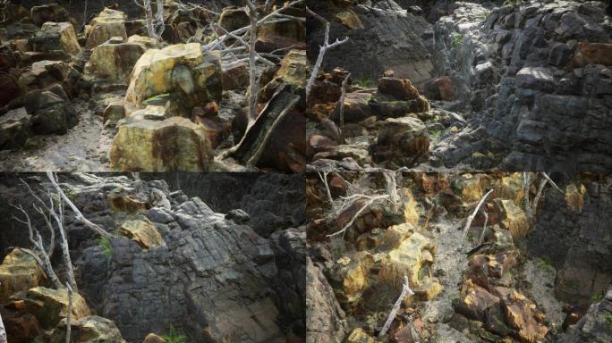 4K三维动画岩石矿石干枯的河床2
