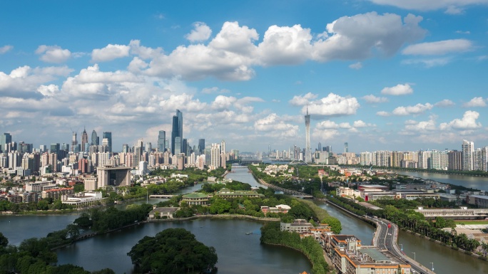 广州市 CBD风光延时蓝天白云 广州风景