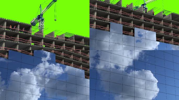 建筑生长动画透明通道平地起高楼国家建设