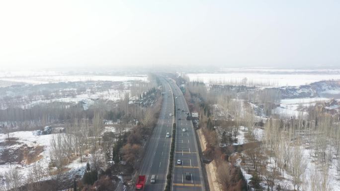 4K冬天高速雪景