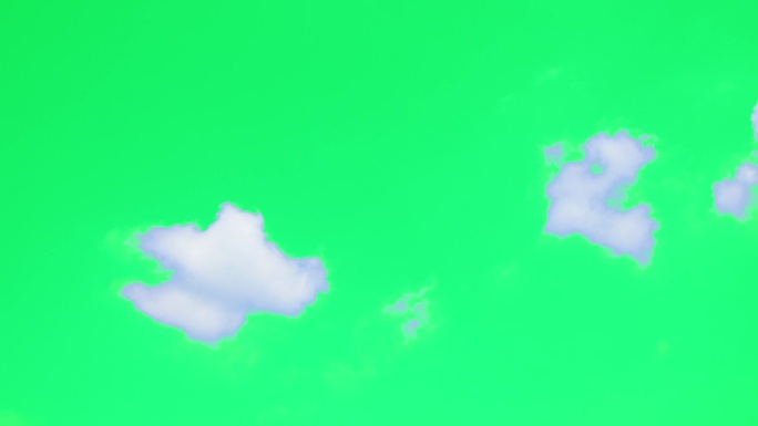 移动的白云的绿色屏幕。