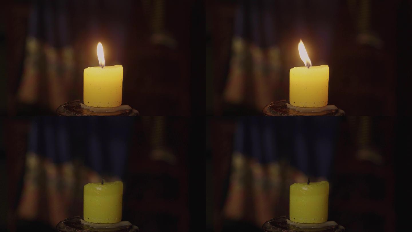 烛光烛火蜡烛黄色蜡烛熄灭风烛残年