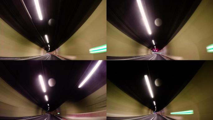一辆高速汽车通过隧道的视频片段。