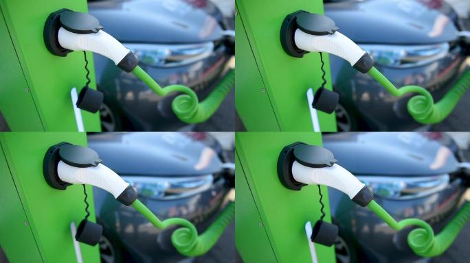 充电站的电动汽车。