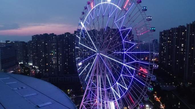 城市夜景摩天轮夜景灯光拍摄