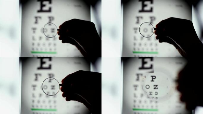 视力检查，验光师选择眼镜镜片