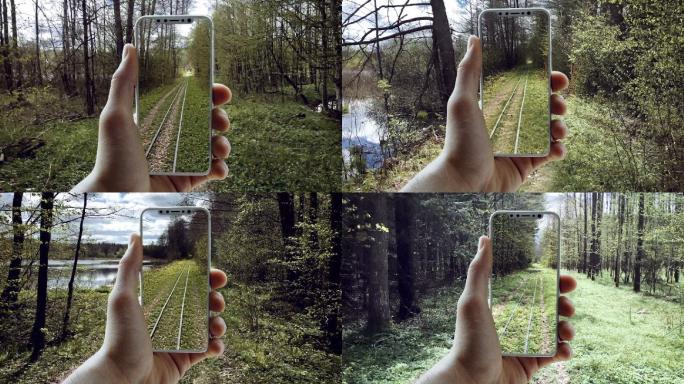 漂亮的风景锁在智能手机里