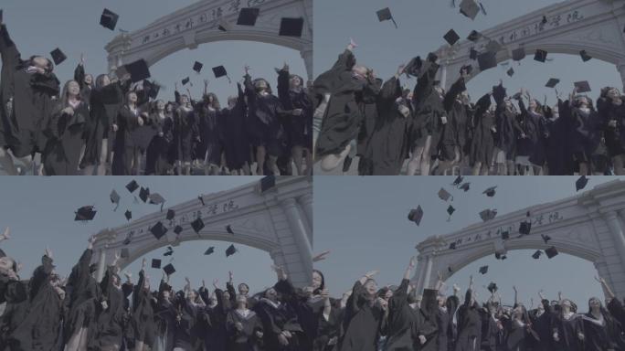 毕业季大学生拍毕业照扔学士帽