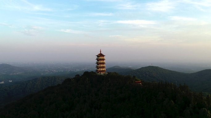 航拍襄阳古隆中风景区腾龙阁景点旅游风光