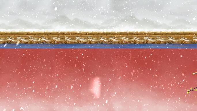 古风红墙雪景视频素材