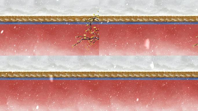 古风红墙雪景视频素材