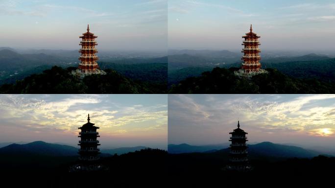 航拍襄阳古隆中风景区腾龙阁景点旅游风光